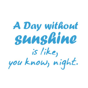 A day without sunshine is a night