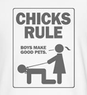 Chicks rule boys make good pets funny womens t-shirt