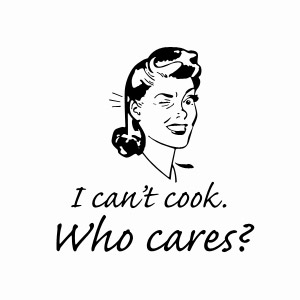 I can't cook, who cares? humorous retro women's t shirt