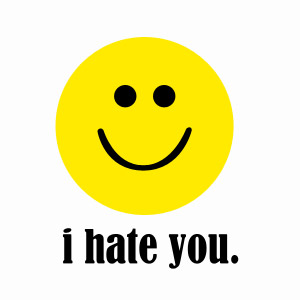 Funny offensive I Hate You smiley face t-shirt